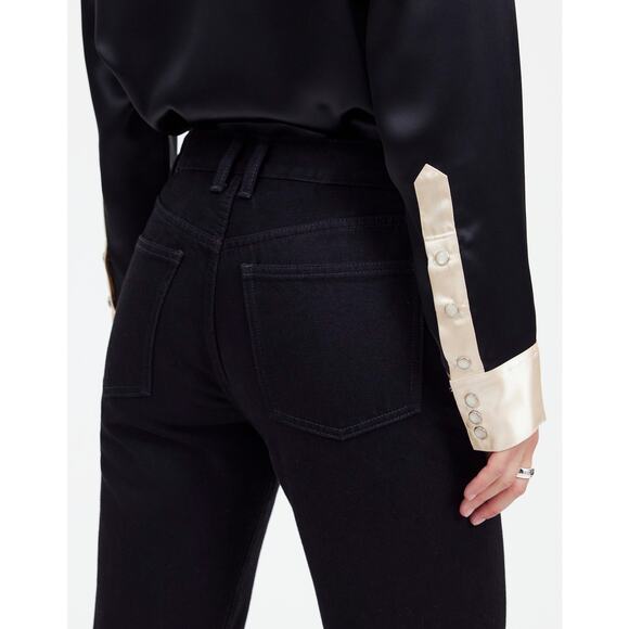 $168 New Madewell Alexa Chung High Rise Straight Jeans - black - Size 25 - Picture 4 of 12